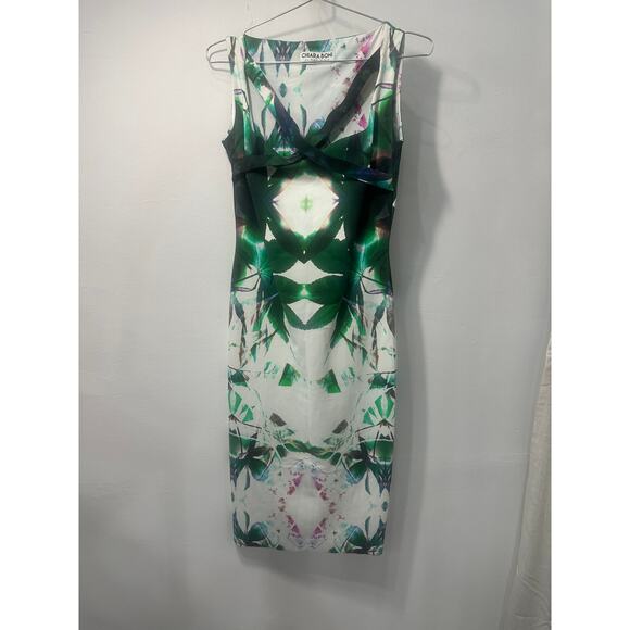 Chiara Boni La Petite Robe Abstract Strappy Neck Midi Dress Green Size 46 - Picture 3 of 6